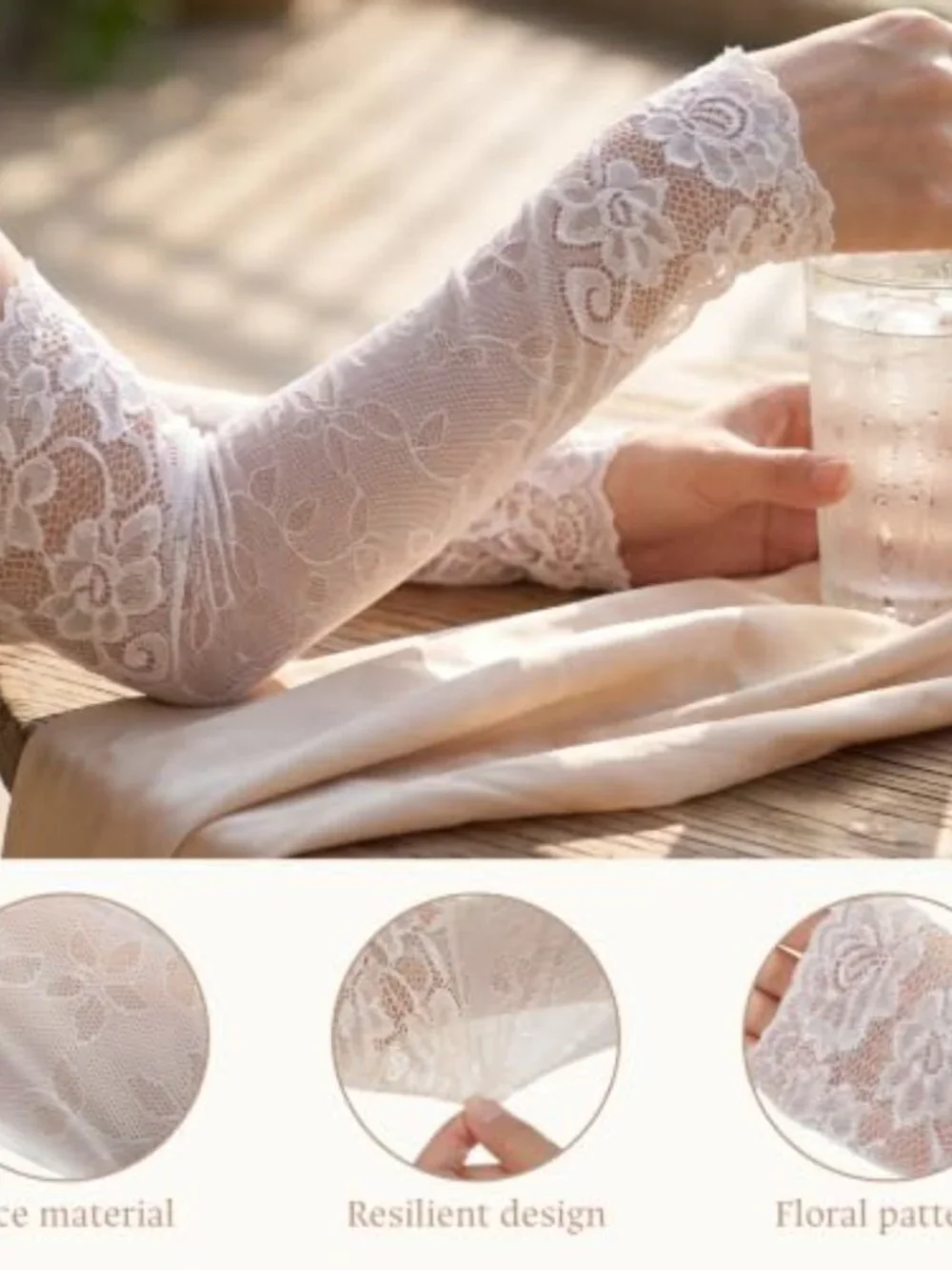Lace Breathable Elastic Arm Sleeves Women UV Sun Protection